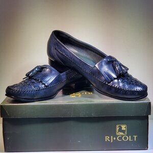 VINTAGE ***RARE*** R J COLT SAN REMO  NAVY KILTIE TASSEL SLIP ON LOAFERS 1990'S